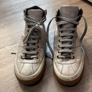 Jimmy Choo Men’s Croc-Embossed High-Top Sneakers in Taupe and Gum